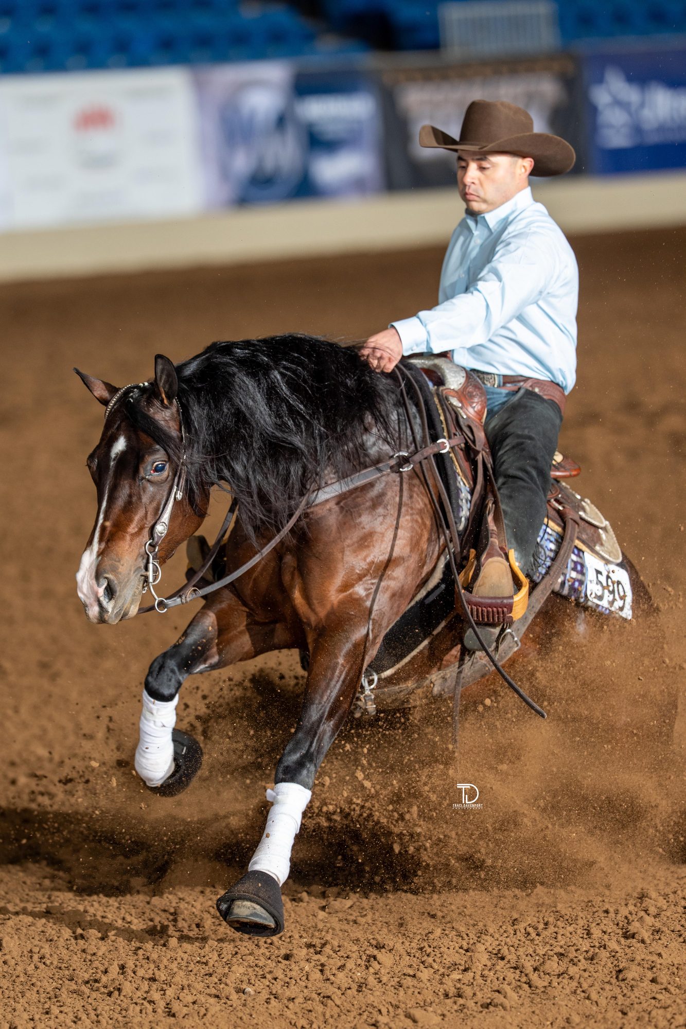 Alejandro Ortiz Vasquez and Bay Juice reining, photographed by Traci Davenport