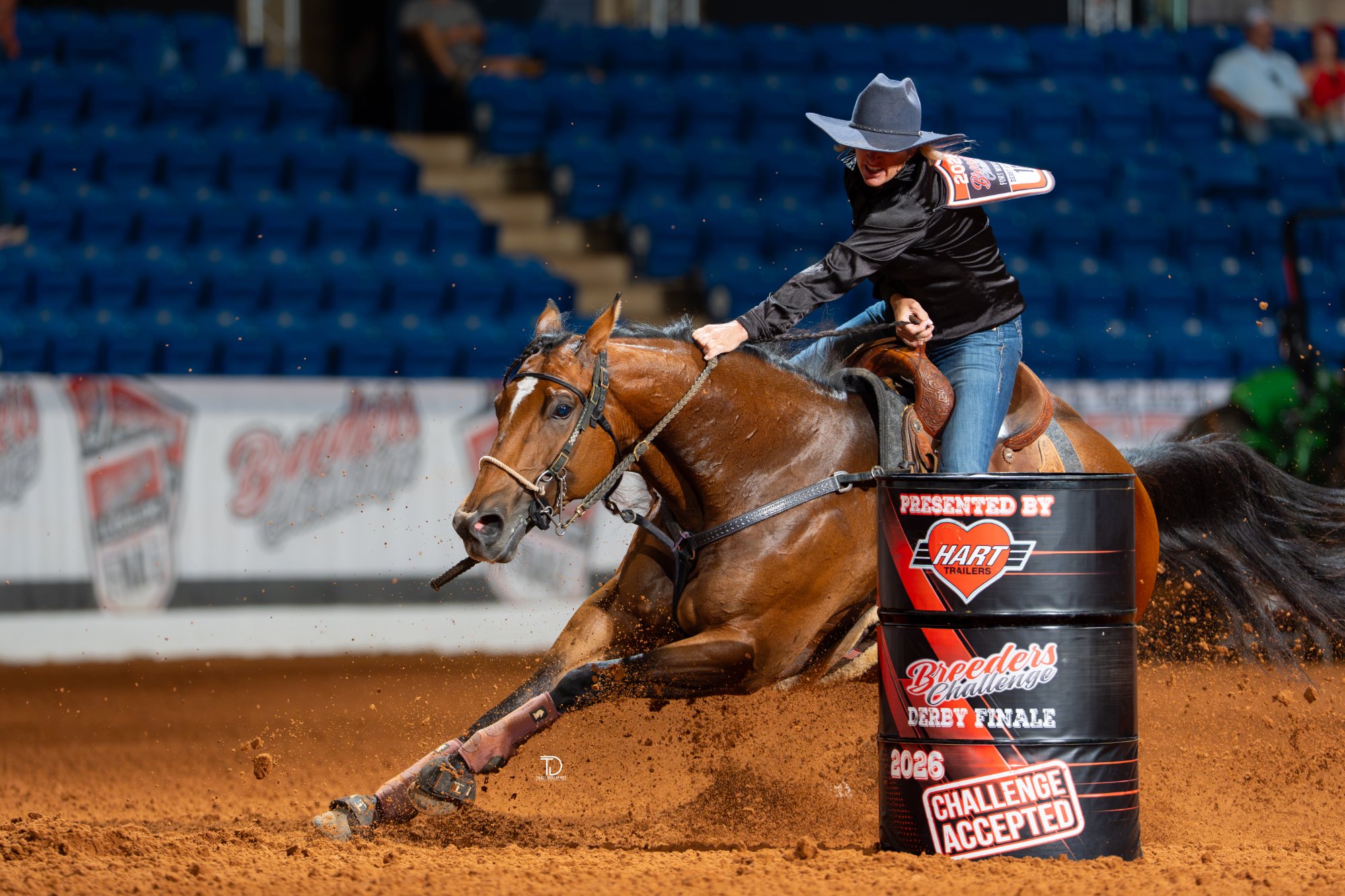 Alona James barrel racing at the Breeders Challenge, photographed by Traci Davenport