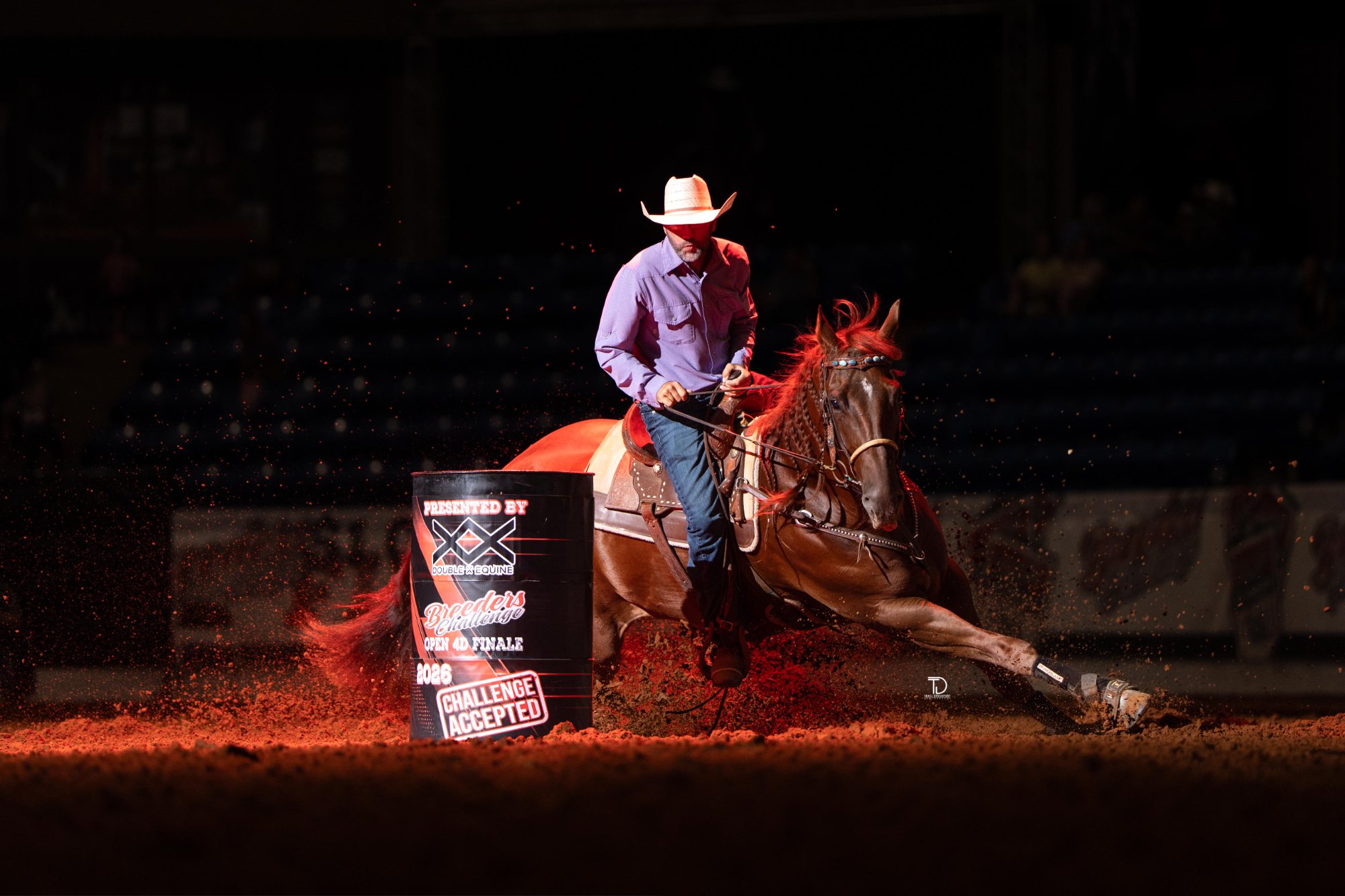 James Barnes barrel racing at the Breeders Challenge, photographed by Traci Davenport